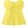 imageANRABESS Womens Tube Top Summer Strapless Tie Front Ruched Peplum Flared Hem Cute Bandeau Halter Tops 2026 Vacation OutfitsYellow