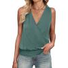 imageANRABESS Womens V Neck Tank Tops Wrap Banded Hem Shirts Sleeveless Ruched Going Out Blouse 2026 Summer Fashion ClothingGray Green