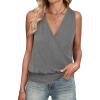imageANRABESS Womens V Neck Tank Tops Wrap Banded Hem Shirts Sleeveless Ruched Going Out Blouse 2026 Summer Fashion ClothingGrey