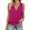 imageANRABESS Womens V Neck Tank Tops Wrap Banded Hem Shirts Sleeveless Ruched Going Out Blouse 2026 Summer Fashion ClothingHot Pink