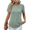 imageANRABESS Womens Waffle Knit Tops Short Sleeve Crewneck Shirts Curved Hem Summer Dressy Casual Blouses Spring Fashion ClothingLight Green
