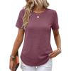 imageANRABESS Womens Waffle Knit Tops Short Sleeve Crewneck Shirts Curved Hem Summer Dressy Casual Blouses Spring Fashion ClothingMauve