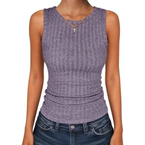imageANRABESS High Neck Tank Tops for Women Sleeveless Shirts Summer 2026 Basic Soft Slim Fit Racerback Trendy Casual OutfitsPurple