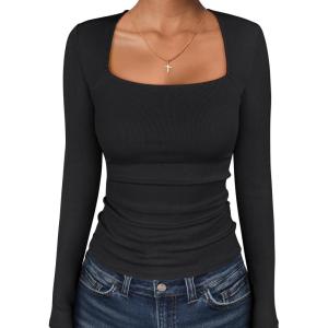 imageANRABESS Long Sleeve Shirts for Women Square Neck Tops Ribbed Knit Slim Fit Basic Tee Going Out Fall Fashion ClothingBlack