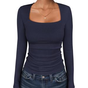 imageANRABESS Long Sleeve Shirts for Women Square Neck Tops Ribbed Knit Slim Fit Basic Tee Going Out Fall Fashion ClothingNavy Blue