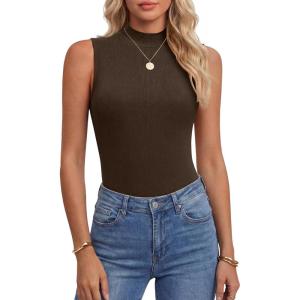 imageANRABESS Mock Neck Tank Tops for Women Ribbed Knit Sleeveless Top Slim Fit 2026 Summer Casual Basic Layer ShirtsCoffee