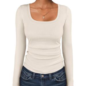 imageANRABESS Women Long Sleeve Thermal Top Scoop Neck Slim Fit Fleece Shirts Basic Tee Casual 2025 Fall Winter Warm UndershirtsParchment