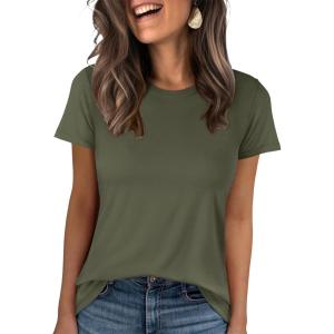 imageANRABESS Women Short Sleeve Tops Summer Basic Tee WrinkleFree Trendy Cute T Shirts 2026 Spring Business Casual OutfitsArmy Green