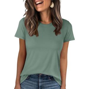 imageANRABESS Women Short Sleeve Tops Summer Basic Tee WrinkleFree Trendy Cute T Shirts 2026 Spring Business Casual OutfitsLight Green