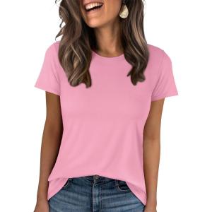 imageANRABESS Women Short Sleeve Tops Summer Basic Tee WrinkleFree Trendy Cute T Shirts 2026 Spring Business Casual OutfitsPink
