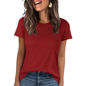 imageANRABESS Women Short Sleeve Tops Summer Basic Tee WrinkleFree Trendy Cute T Shirts 2026 Spring Business Casual OutfitsRed