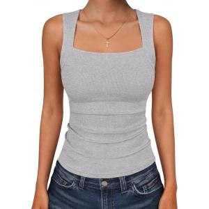 imageANRABESS Women Tank Tops Square Neck Sleeveless Summer Slim Fit Shirts Knit Basic Tee Undershirts 2026 Beach Vacation ClothesGrey