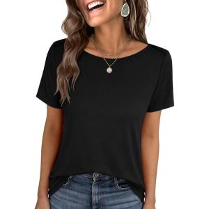 imageANRABESS Womens Boat Neck Tops Short Sleeve TShirts Causal Fashion Tee Shirts 2026 Summer Spring ClothesBlack