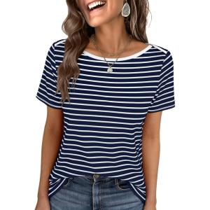 imageANRABESS Womens Boat Neck Tops Short Sleeve TShirts Causal Fashion Tee Shirts 2026 Summer Spring ClothesNavy Blue Stripe