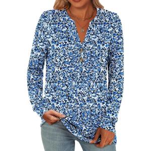 imageANRABESS Womens Long Sleeve Shirts Henley Tops Dressy Casual Blouse Trendy 2025 Fall Clothes Spring Vacation OutfitsBlue White Floral