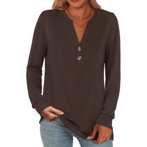 imageANRABESS Womens Long Sleeve Shirts Henley Tops Dressy Casual Blouse Trendy 2025 Fall Clothes Spring Vacation OutfitsCoffee