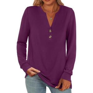 imageANRABESS Womens Long Sleeve Shirts Henley Tops Dressy Casual Blouse Trendy 2025 Fall Clothes Spring Vacation OutfitsPurple