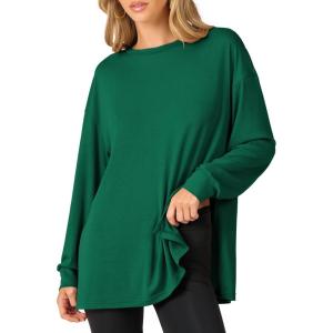 imageANRABESS Womens Oversized Long Sleeve shirts Fall Workout Tunic Tops Athletic Gym Tshirts Soft Basic Tees 2026 OutfitsGreen