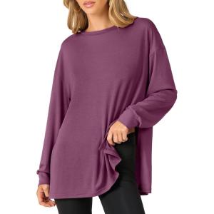 imageANRABESS Womens Oversized Long Sleeve shirts Fall Workout Tunic Tops Athletic Gym Tshirts Soft Basic Tees 2026 OutfitsPurple