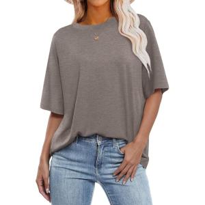 imageANRABESS Womens Oversized T Shirts Short Sleeve Crewneck Tops Casual Loose Basic Tee Shirts 2026 Summer Trendy OutfitsBrown Grey