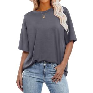 imageANRABESS Womens Oversized T Shirts Short Sleeve Crewneck Tops Casual Loose Basic Tee Shirts 2026 Summer Trendy OutfitsGrey