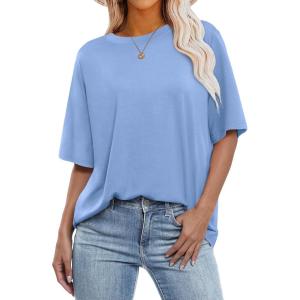 imageANRABESS Womens Oversized T Shirts Short Sleeve Crewneck Tops Casual Loose Basic Tee Shirts 2026 Summer Trendy OutfitsSky Blue