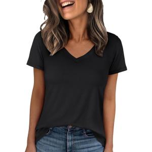 imageANRABESS Womens Short Sleeve Tops Casual V Neck Wrinkle  Free Basic T Shirts Summer Cute Tee 2026 Spring Fashion ClothesBlack