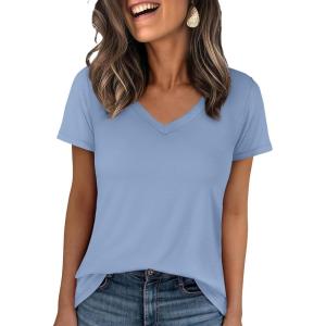 imageANRABESS Womens Short Sleeve Tops Casual V Neck Wrinkle  Free Basic T Shirts Summer Cute Tee 2026 Spring Fashion ClothesLight Blue