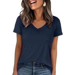 imageANRABESS Womens Short Sleeve Tops Casual V Neck Wrinkle  Free Basic T Shirts Summer Cute Tee 2026 Spring Fashion ClothesNavy Blue