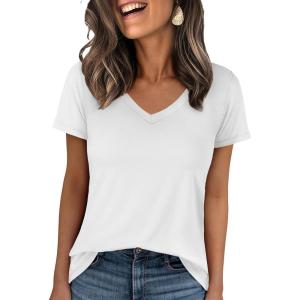 imageANRABESS Womens Short Sleeve Tops Casual V Neck Wrinkle  Free Basic T Shirts Summer Cute Tee 2026 Spring Fashion ClothesWhite