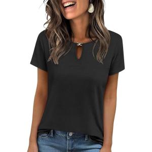 imageANRABESS Womens Short Sleeve Tops Summer Tshirts Cute Keyhole Neck Casual Basic Tee Dressy Work 2026 Spring Trendy OutfitsBlack