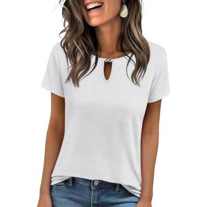 imageANRABESS Womens Short Sleeve Tops Summer Tshirts Cute Keyhole Neck Casual Basic Tee Dressy Work 2026 Spring Trendy OutfitsWhite