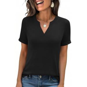 imageANRABESS Womens Short Sleeve V Neck Tops Summer Casual TShirts Blouses 2026 Spring Trendy Beach Vacation ClothesBlack