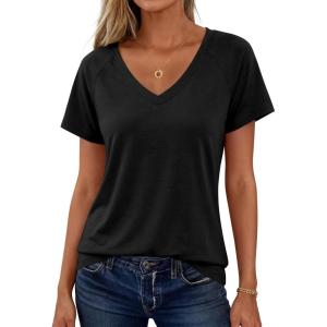 imageANRABESS Womens Tops Short Sleeve V Neck Shirts Summer Basic Tee Trendy Cute Tshirts 2026 Spring Casual OutfitsBlack