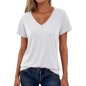 imageANRABESS Womens Tops Short Sleeve V Neck Shirts Summer Basic Tee Trendy Cute Tshirts 2026 Spring Casual OutfitsWhite