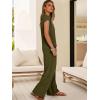 imageANRABESS 2 Piece Sets for Women Lounge Outfits Summer V Neck Cap Sleeve Top Wide Leg Pants Vacation Beach Travel SetArmy Green