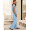 imageANRABESS 2 Piece Sets for Women Lounge Outfits Summer V Neck Cap Sleeve Top Wide Leg Pants Vacation Beach Travel SetBright Blue