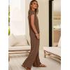 imageANRABESS 2 Piece Sets for Women Lounge Outfits Summer V Neck Cap Sleeve Top Wide Leg Pants Vacation Beach Travel SetBrown