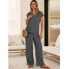 imageANRABESS 2 Piece Sets for Women Lounge Outfits Summer V Neck Cap Sleeve Top Wide Leg Pants Vacation Beach Travel SetDark Gray