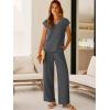 imageANRABESS 2 Piece Sets for Women Lounge Outfits Summer V Neck Cap Sleeve Top Wide Leg Pants Vacation Beach Travel SetDark Gray