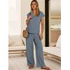 imageANRABESS 2 Piece Sets for Women Lounge Outfits Summer V Neck Cap Sleeve Top Wide Leg Pants Vacation Beach Travel SetGrey Blue