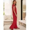 imageANRABESS 2 Piece Sets for Women Lounge Outfits Summer V Neck Cap Sleeve Top Wide Leg Pants Vacation Beach Travel SetRed