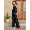 imageANRABESS 2 Piece Sets for Women Summer Casual Lounge Spaghetti Strap Top Wide Leg Pants Set Vacation Beach Travel OutfitsBlack