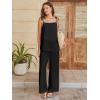 imageANRABESS 2 Piece Sets for Women Summer Casual Lounge Spaghetti Strap Top Wide Leg Pants Set Vacation Beach Travel OutfitsBlack
