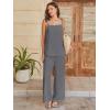 imageANRABESS 2 Piece Sets for Women Summer Casual Lounge Spaghetti Strap Top Wide Leg Pants Set Vacation Beach Travel OutfitsDark Gray