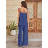 imageANRABESS 2 Piece Sets for Women Summer Casual Lounge Spaghetti Strap Top Wide Leg Pants Set Vacation Beach Travel OutfitsDeep Blue