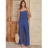 imageANRABESS 2 Piece Sets for Women Summer Casual Lounge Spaghetti Strap Top Wide Leg Pants Set Vacation Beach Travel OutfitsDeep Blue