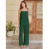imageANRABESS 2 Piece Sets for Women Summer Casual Lounge Spaghetti Strap Top Wide Leg Pants Set Vacation Beach Travel OutfitsForest Green