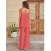 imageANRABESS 2 Piece Sets for Women Summer Casual Lounge Spaghetti Strap Top Wide Leg Pants Set Vacation Beach Travel OutfitsOrange Red