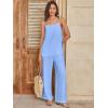 imageANRABESS 2 Piece Sets for Women Summer Casual Lounge Spaghetti Strap Top Wide Leg Pants Set Vacation Beach Travel OutfitsSky Blue